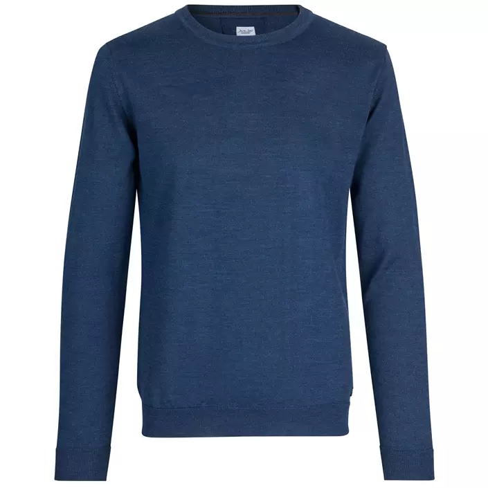 Seven Seas stickad tröja med merinoull, Blue melange, large image number 0