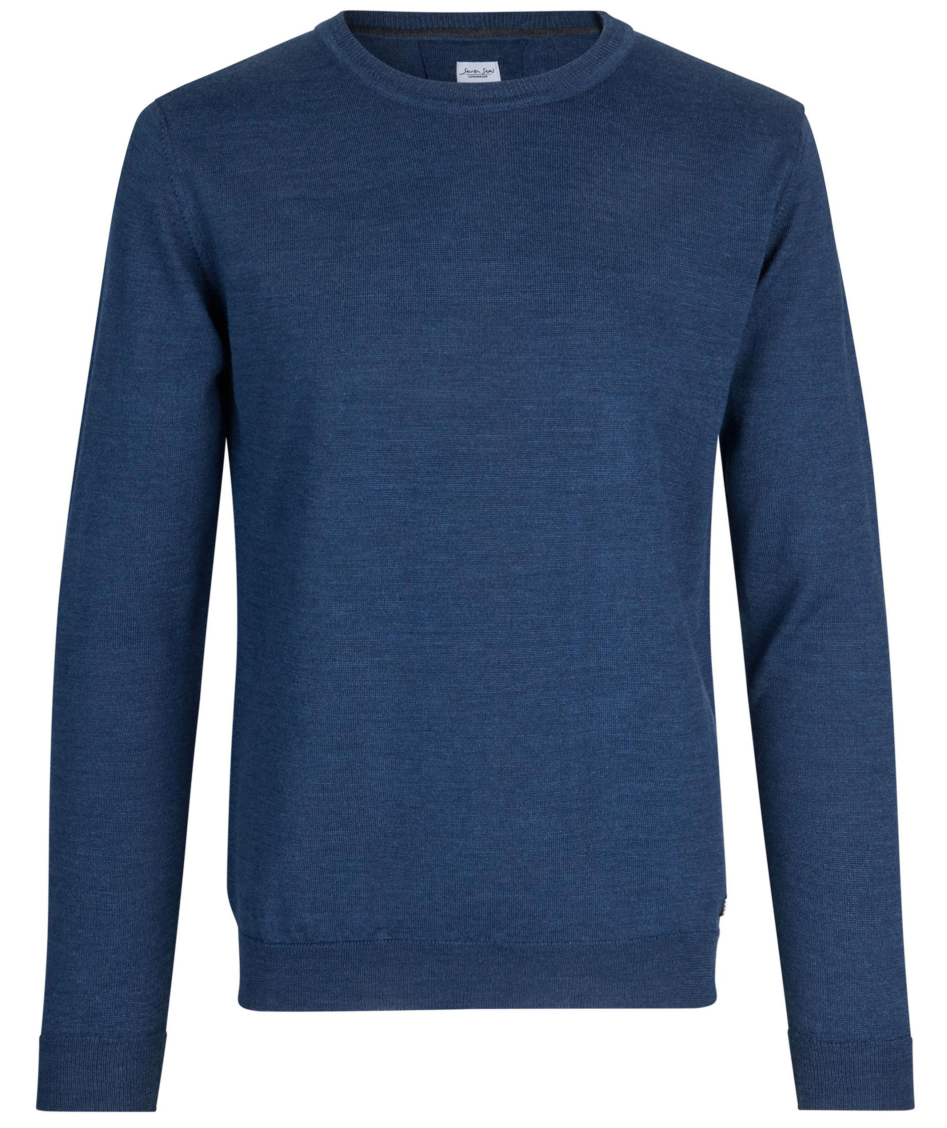 Seven Seas knitted pullover with merino wool, Blue melange, Blue melange, swatch