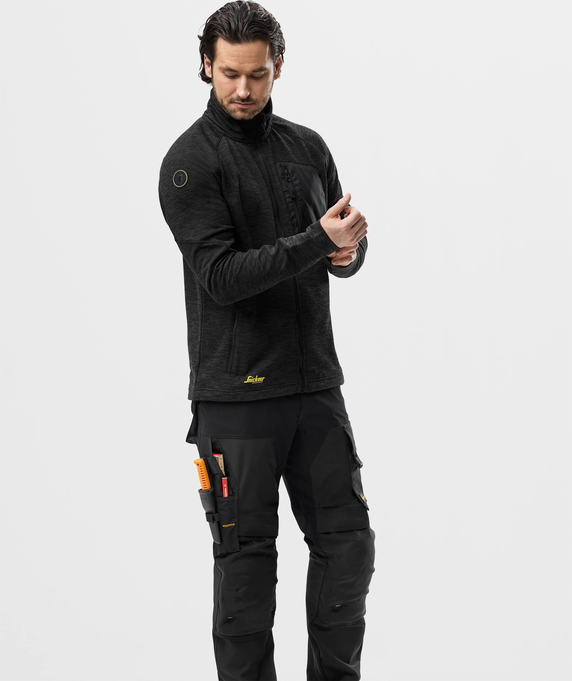 Snickers FlexiWork fleece cardigan 8042, Black