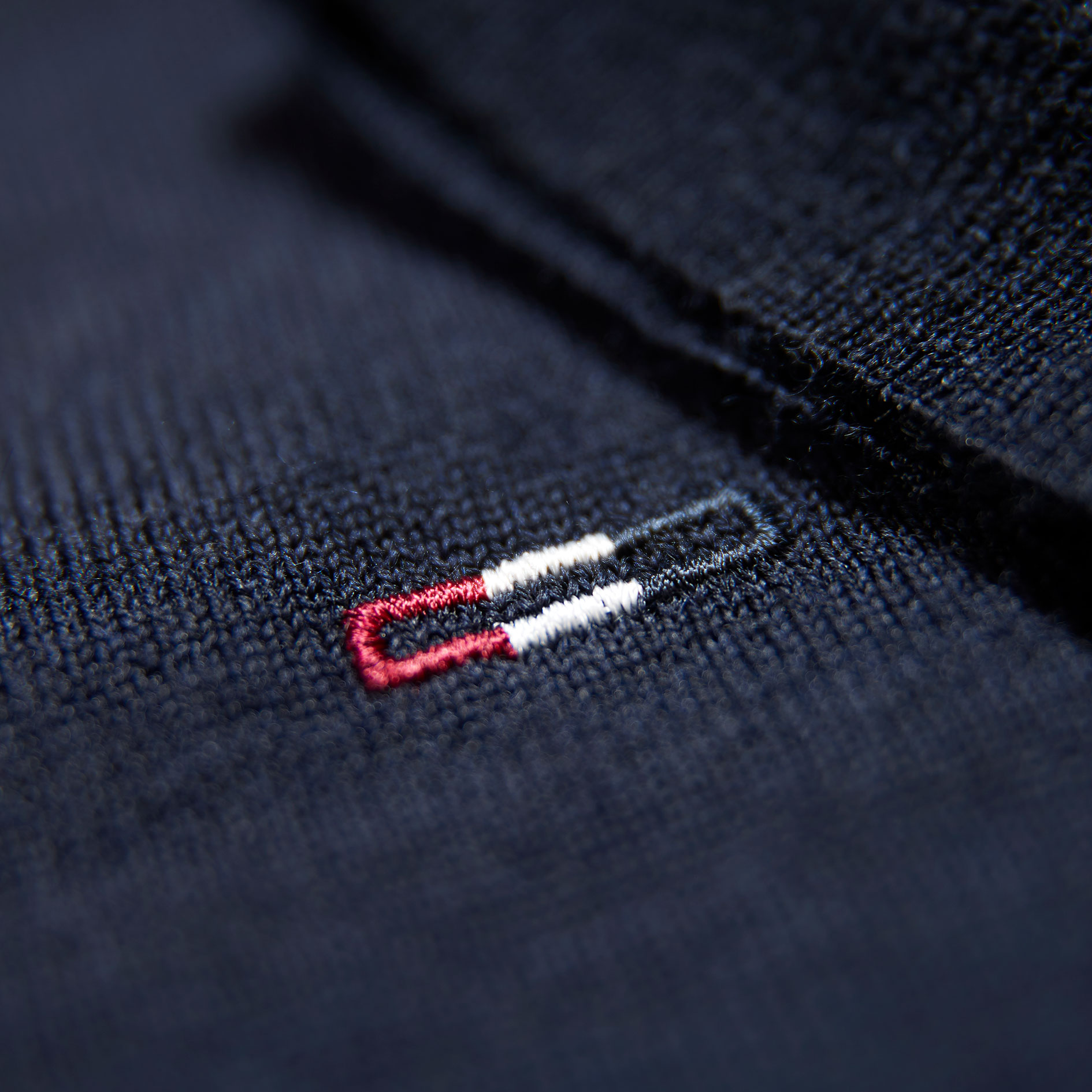 Bison strikcardigan med merinould, Navy, large image number 2