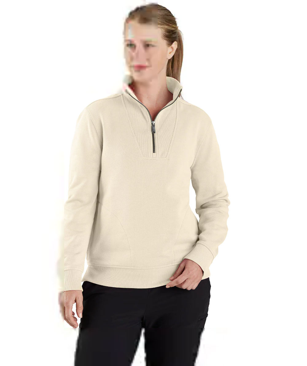 Carhartt half zip sweatshirt dam, Oat Milk