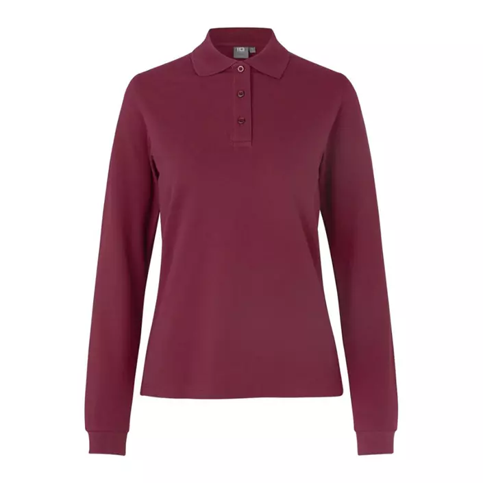 ID long-sleeved women's polo shirt with stretch, Bordeaux, large image number 0