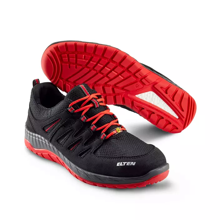 Elten Maddox Black-Red Low work shoes O2, Black/Red, large image number 0