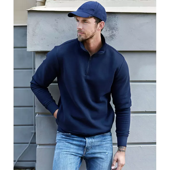 Tee Jays sweatshirt med kort lynlås, Navy, large image number 1