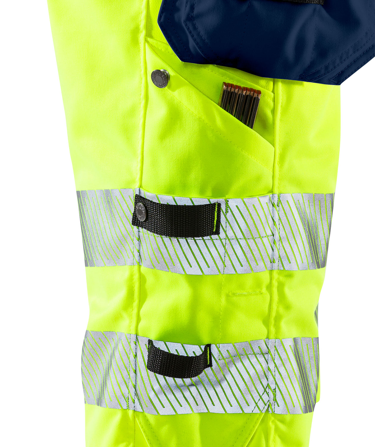Fristads craftsman shorts 2509 PLU, Hi-Vis yellow/marine, large image number 3
