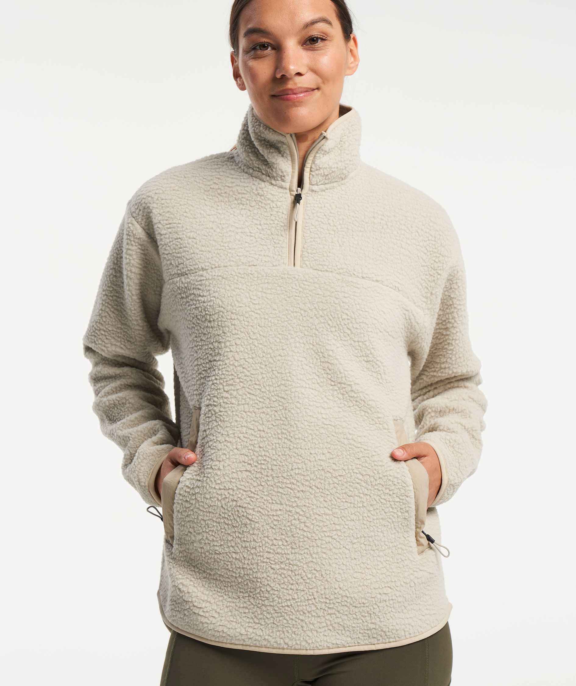 Tenson Yoke womens pile fleece halfzip, Sand, large image number 7