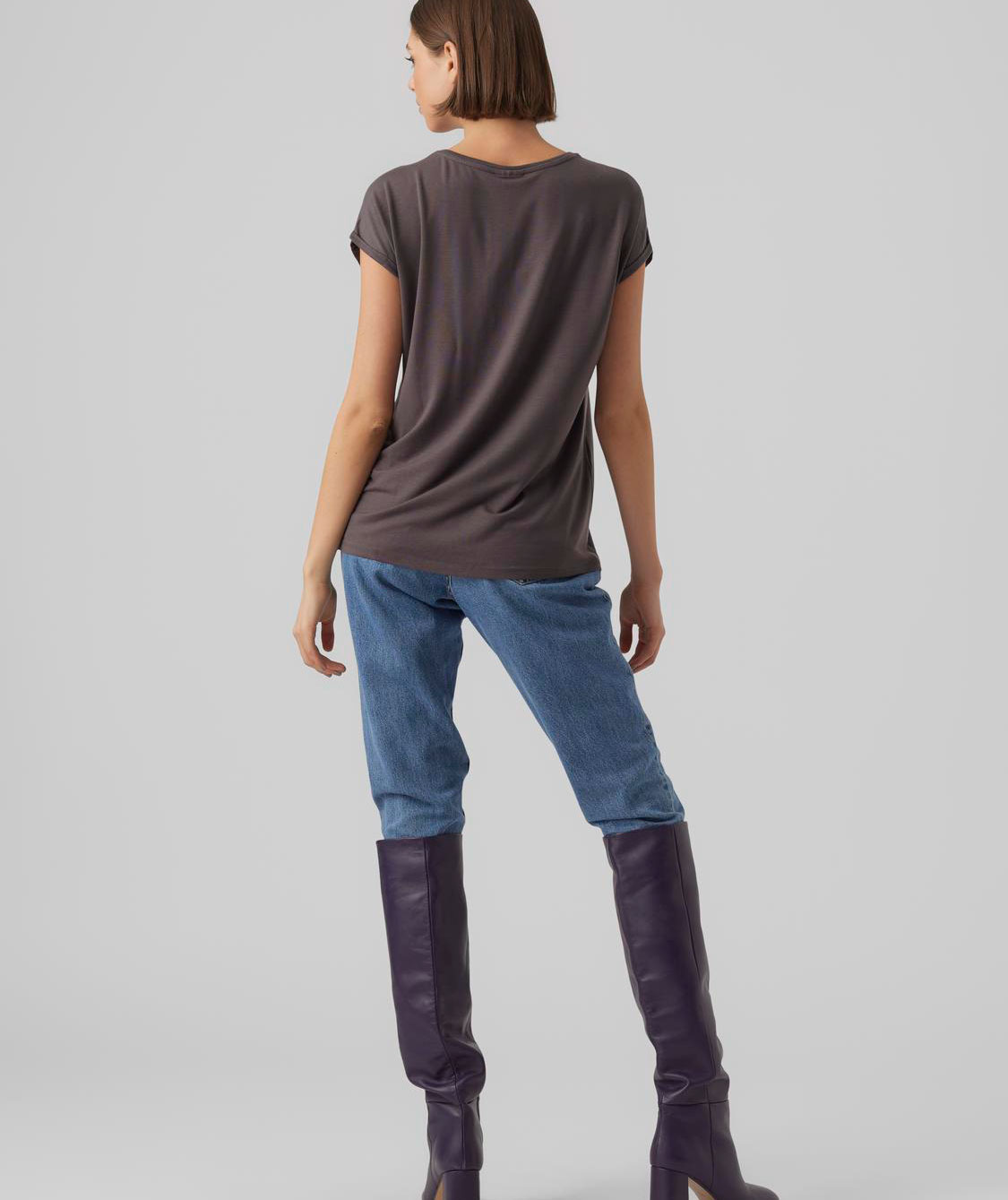 Vero Moda VMAVA PLAIN women's T-shirt, Asphalt, large image number 2