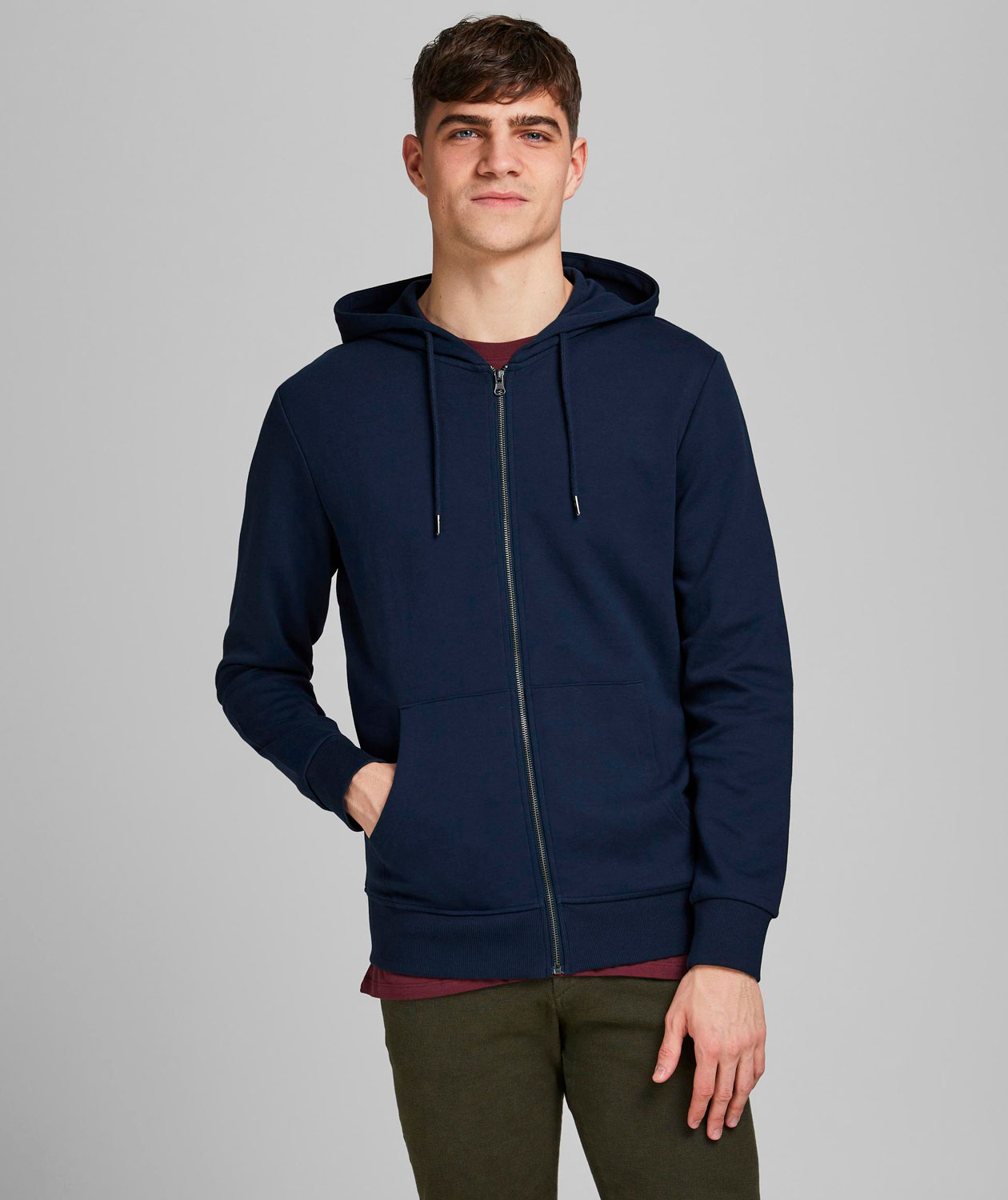 Jack & Jones JJEBASIC Kapuzensweatshirt mit Rei&szlig;verschluss, Navy Blazer, large image number 1