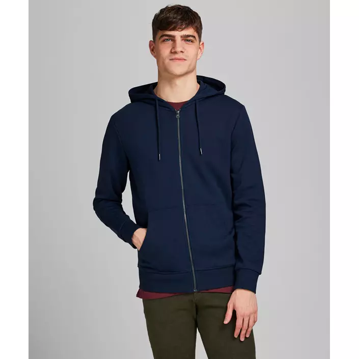 Jack & Jones JJEBASIC hoodie with full zipper, Navy Blazer, large image number 1