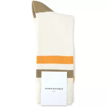Democratique Relax Heavy Stripe socks, Brown/white/orange