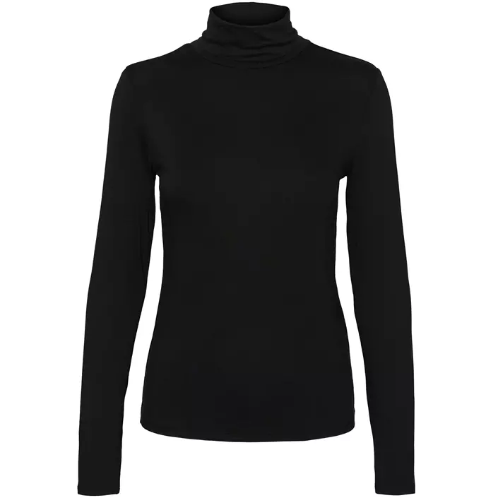 Vero Moda VMALBERTE langærmet dame T-shirt med rullekrave, Black, large image number 0