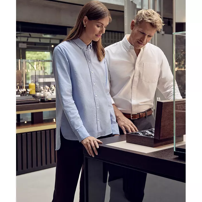 Seven Seas Oxford lang Modern fit dameskjorte, Lys Blå, large image number 1