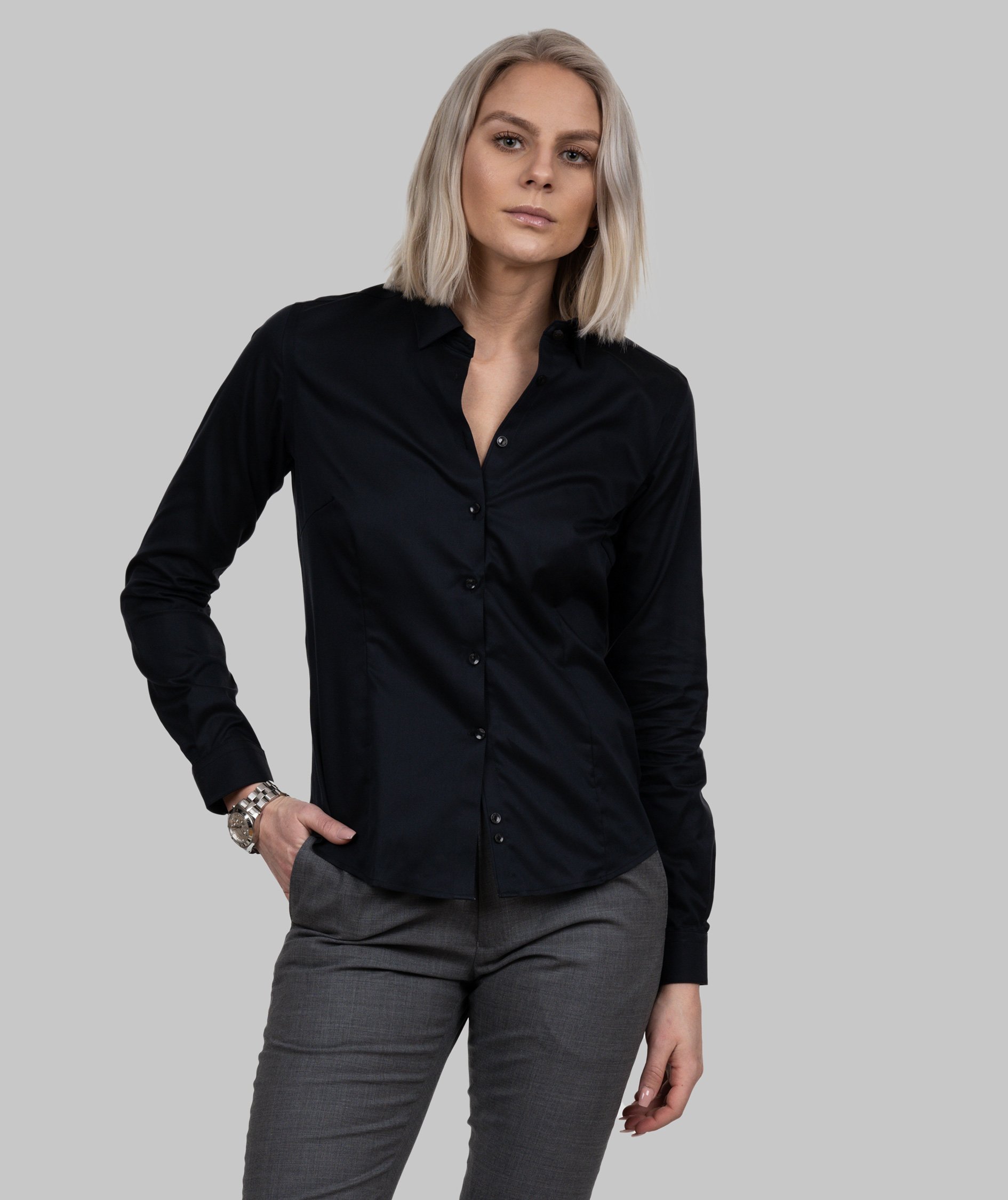 J. Harvest & Frost Black Bow 60 lady fit skjorta
