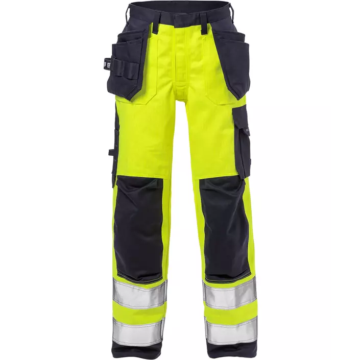 Fristads Flame women's craftsman trousers 2589, Hi-Vis yellow/marine, large image number 0