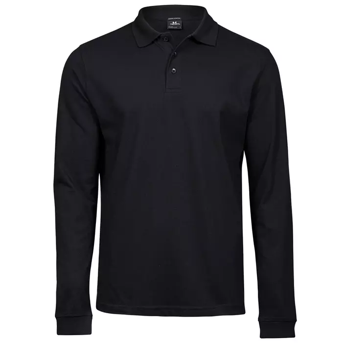 Tee Jays Luxury stretch langærmet polo T-shirt, Sort, large image number 0