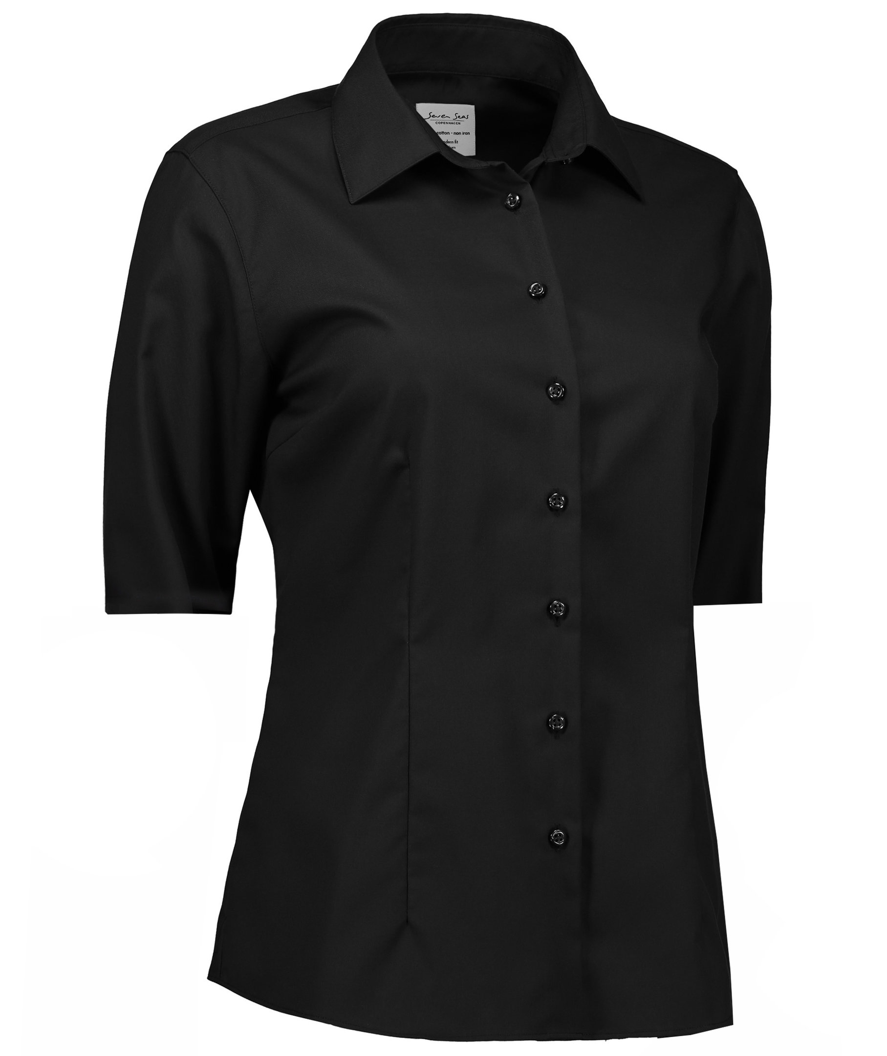 Seven Seas Fine Twill short-sleeved Modern fit women shirt, Black, large image number 2
