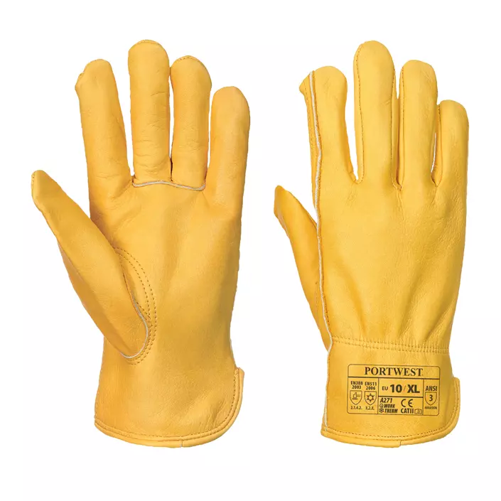Portwest lined driver work gloves, Yellow, large image number 0