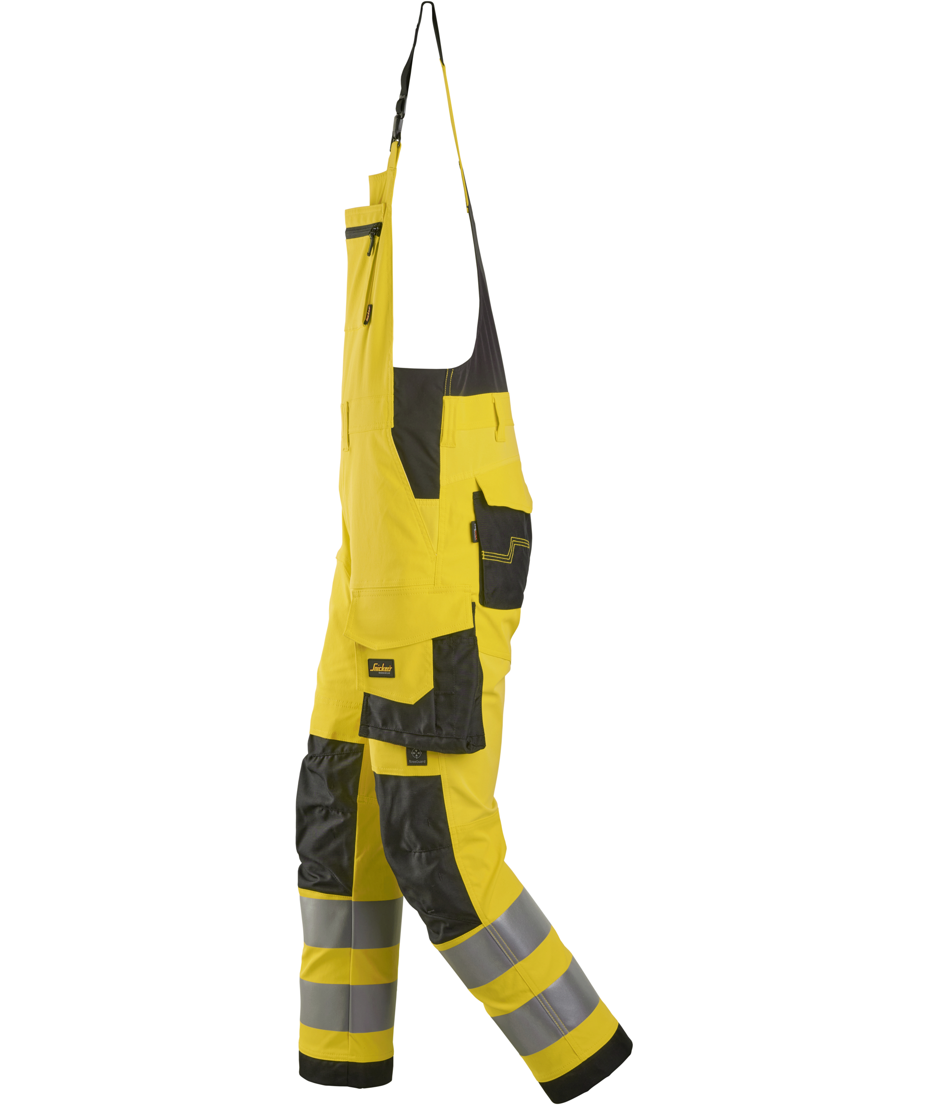 Snickers bib and brace 6043, Hi-vis Yellow/Black, large image number 3