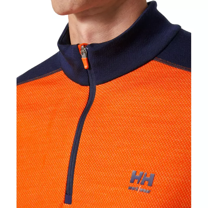 Helly Hansen Lifa half zip undertrøje med merinould, Navy/dark orange, large image number 4