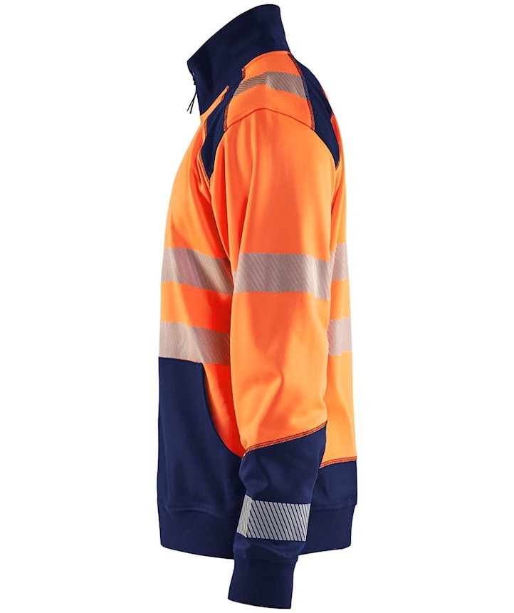 Bl&aring;kl&auml;der half zip sweatshirt, Hi-Vis Orange/Navy, large image number 3
