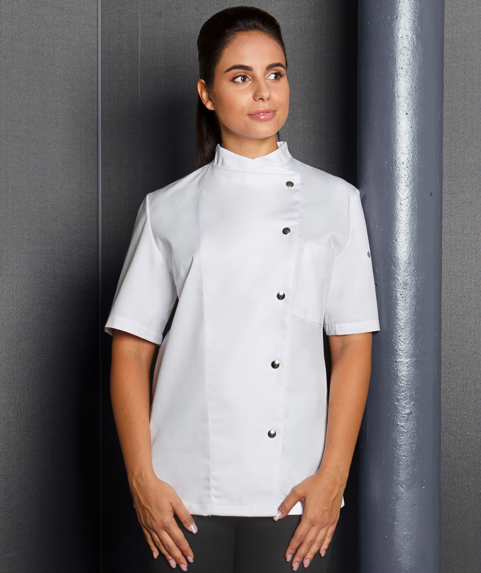 Karlowsky Greta kortermet dame kokkejakke, Hvit, large image number 1