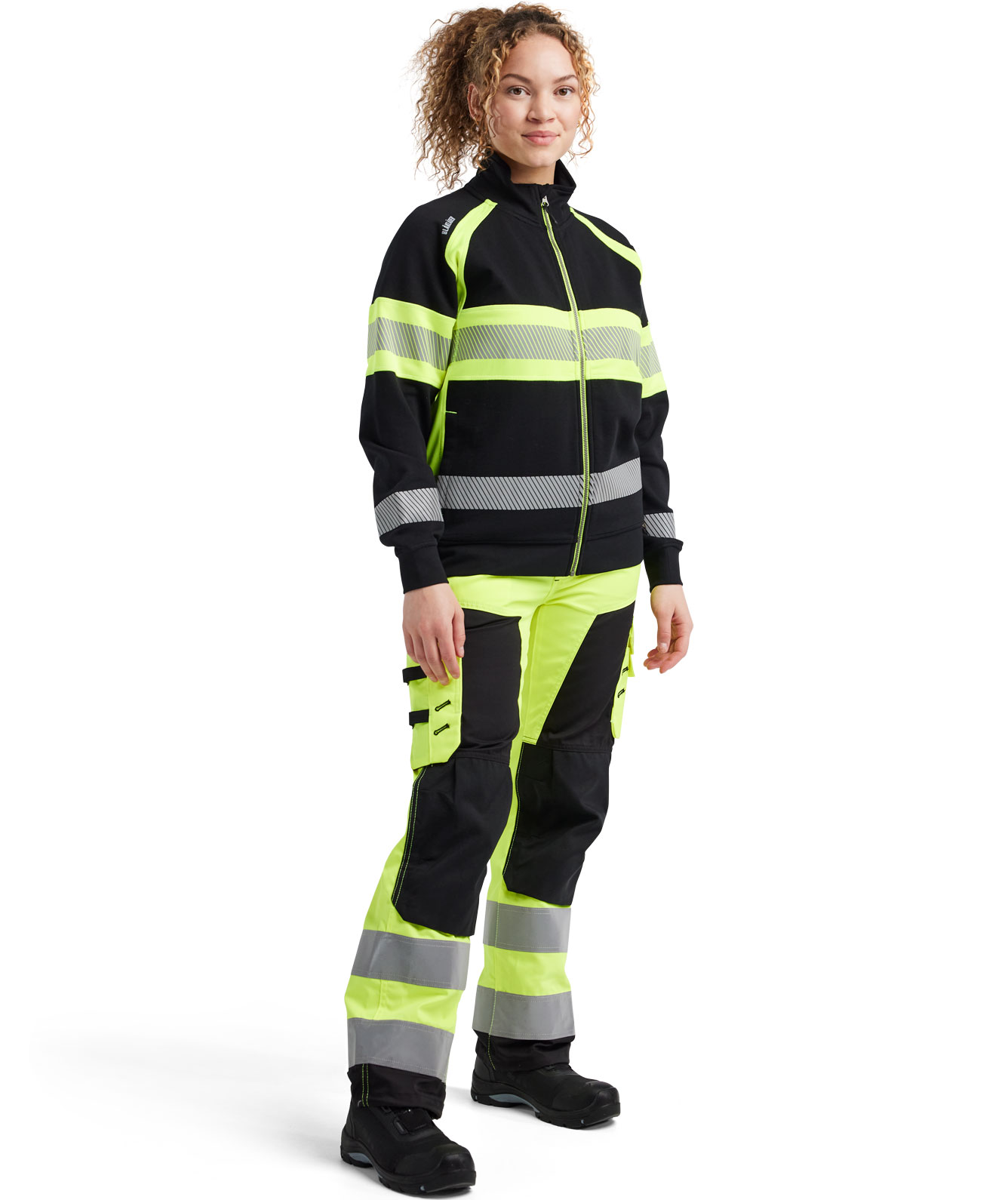 Bl&aring;kl&auml;der women's cardigan, Black/Hi-Vis Yellow