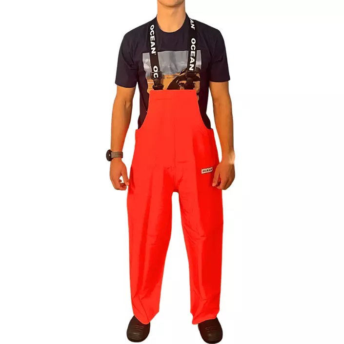 Ocean Classic PVC rain bib and brace trousers, Hi-vis Orange, large image number 0