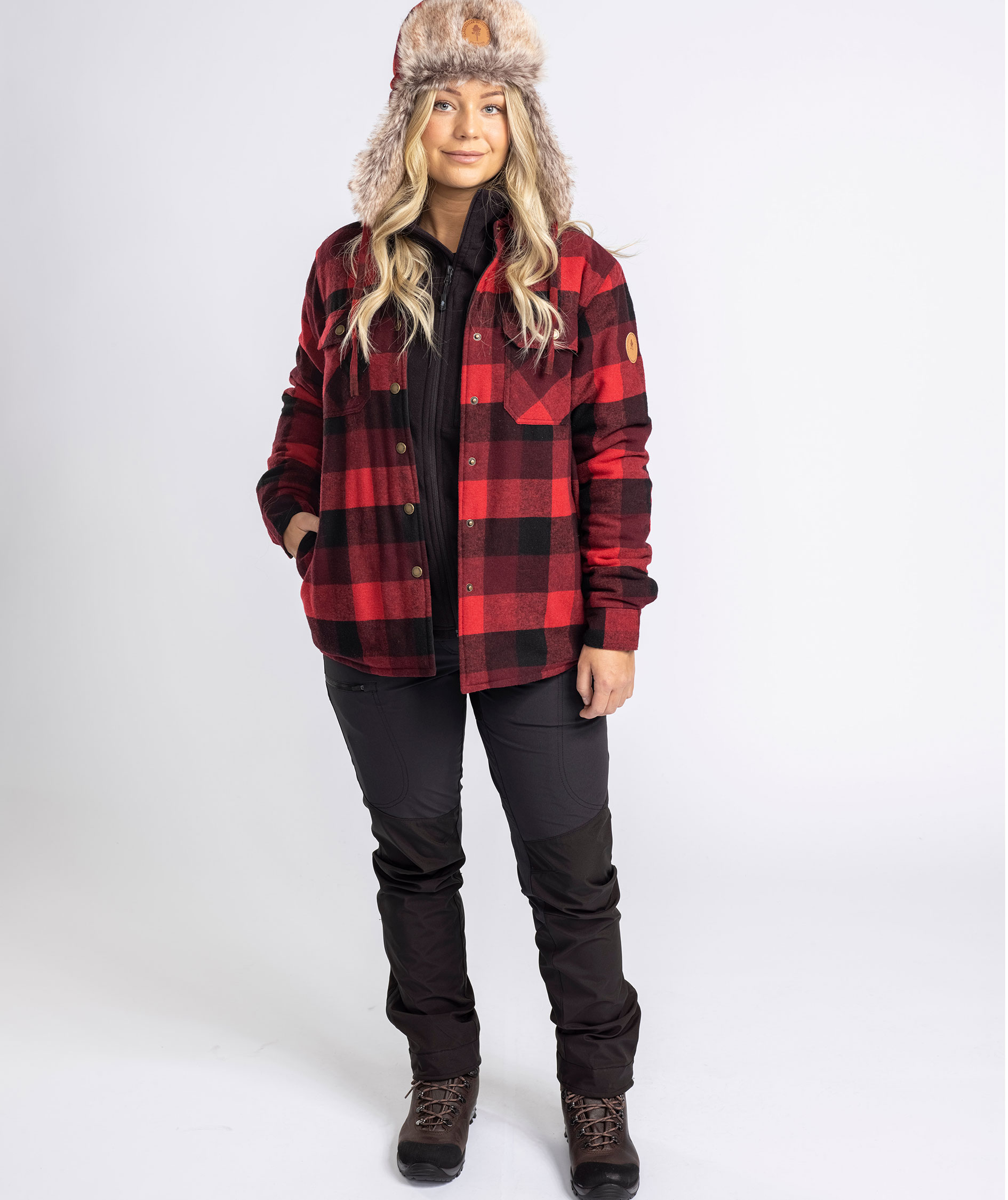 Pinewood Canada Classic 2.0 foret dame skjortejakke, Black/Red, large image number 8