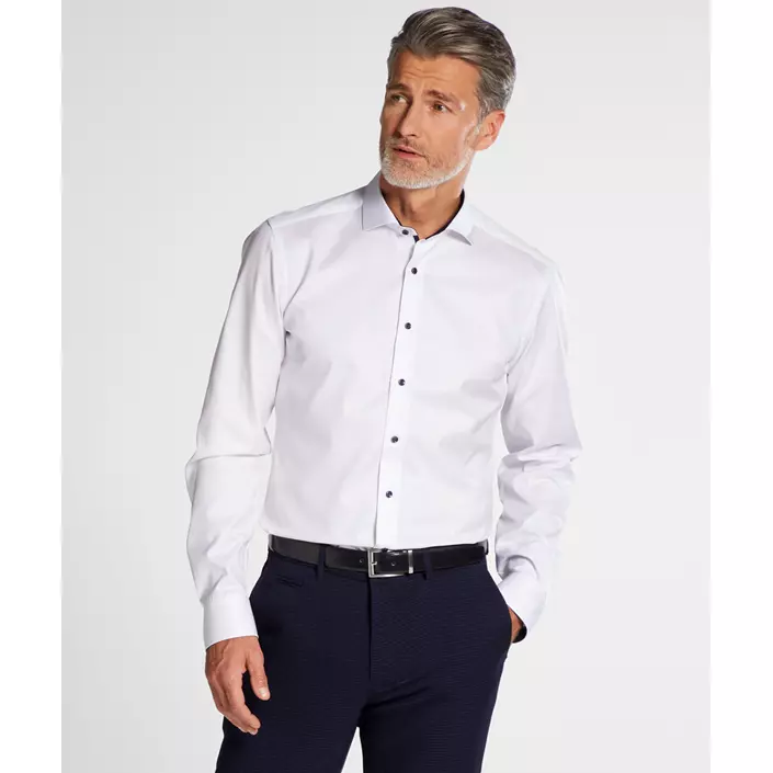 Eterna Cover Slim fit skjorte med kontrast, White , large image number 1