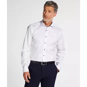 Eterna Cover Slim fit skjorte med kontrast, White 