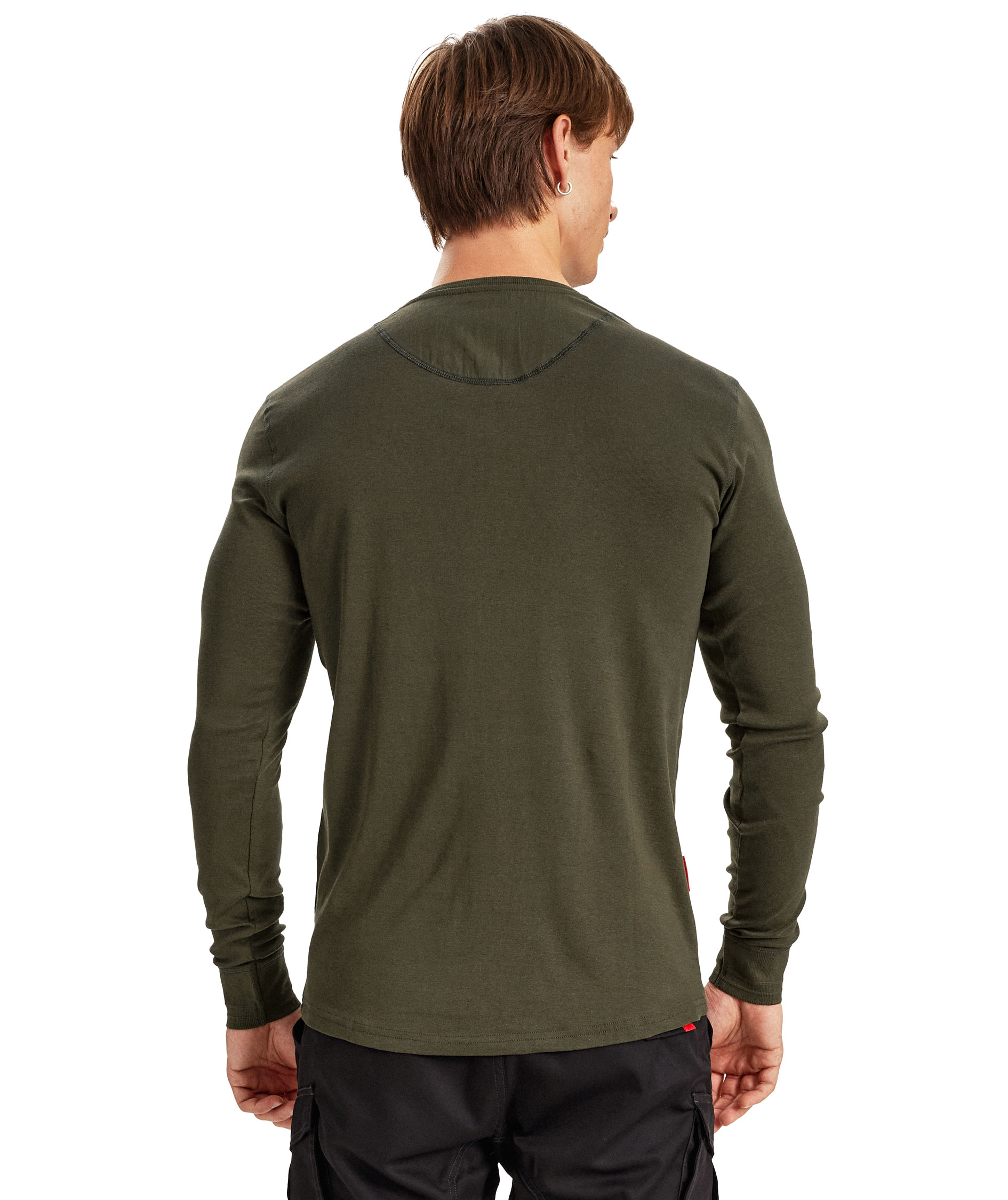 Engel Extend l&aring;ng&auml;rmad Grandad T-shirt, Forest green, large image number 2