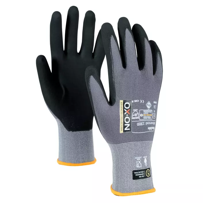 OX-ON Flexible Advanced 1900 work gloves, Grey/Black, large image number 0