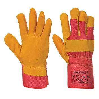 Portwest fleece lined rigger work gloves, Orange/Red/Brown