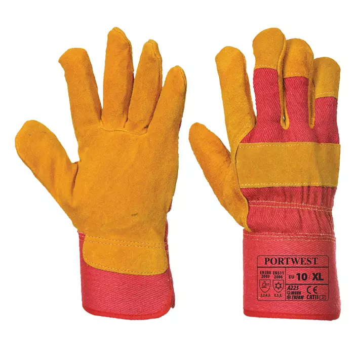 Portwest fleece lined rigger work gloves, Orange/Red/Brown, Orange/Red/Brown, large image number 0