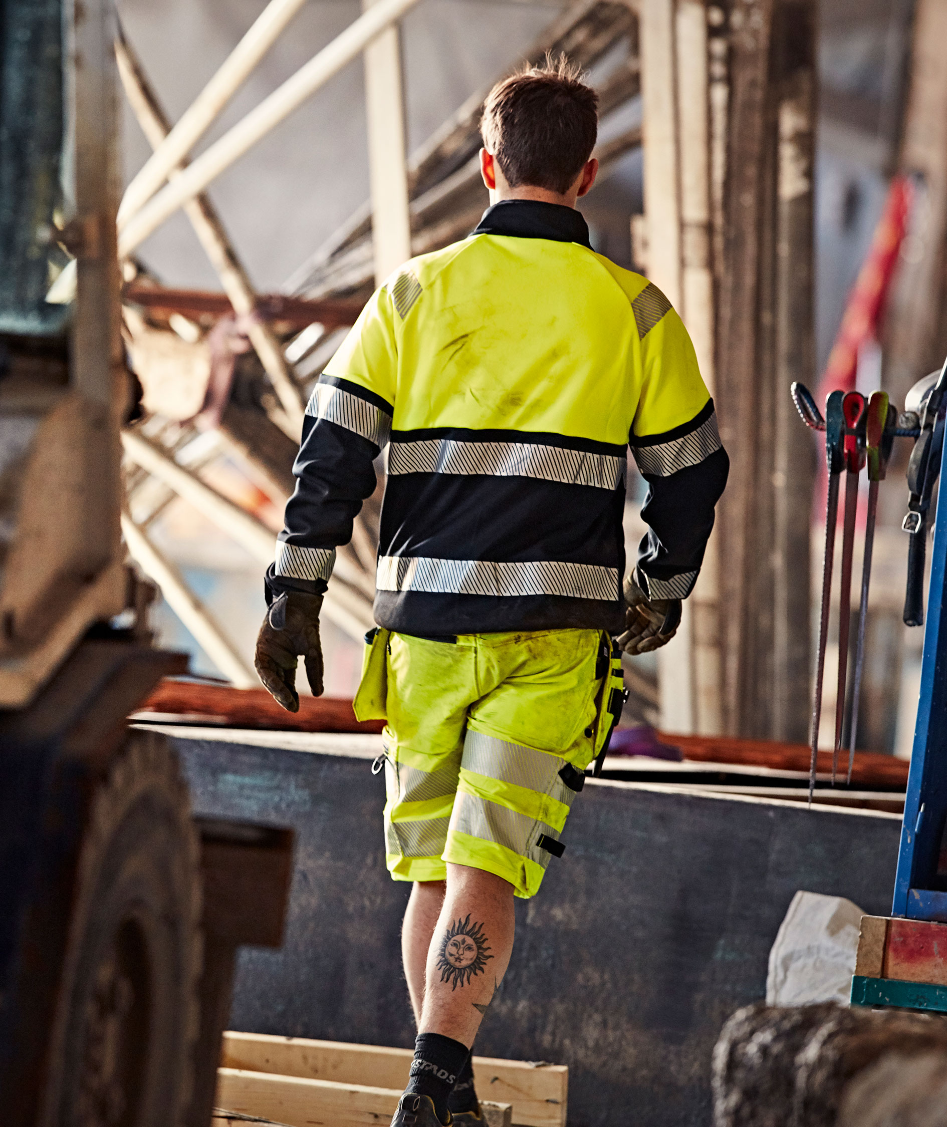 Fristads Green hantverksshorts 2646 GSTP, Varsel yellow/marinbl&aring;, large image number 5