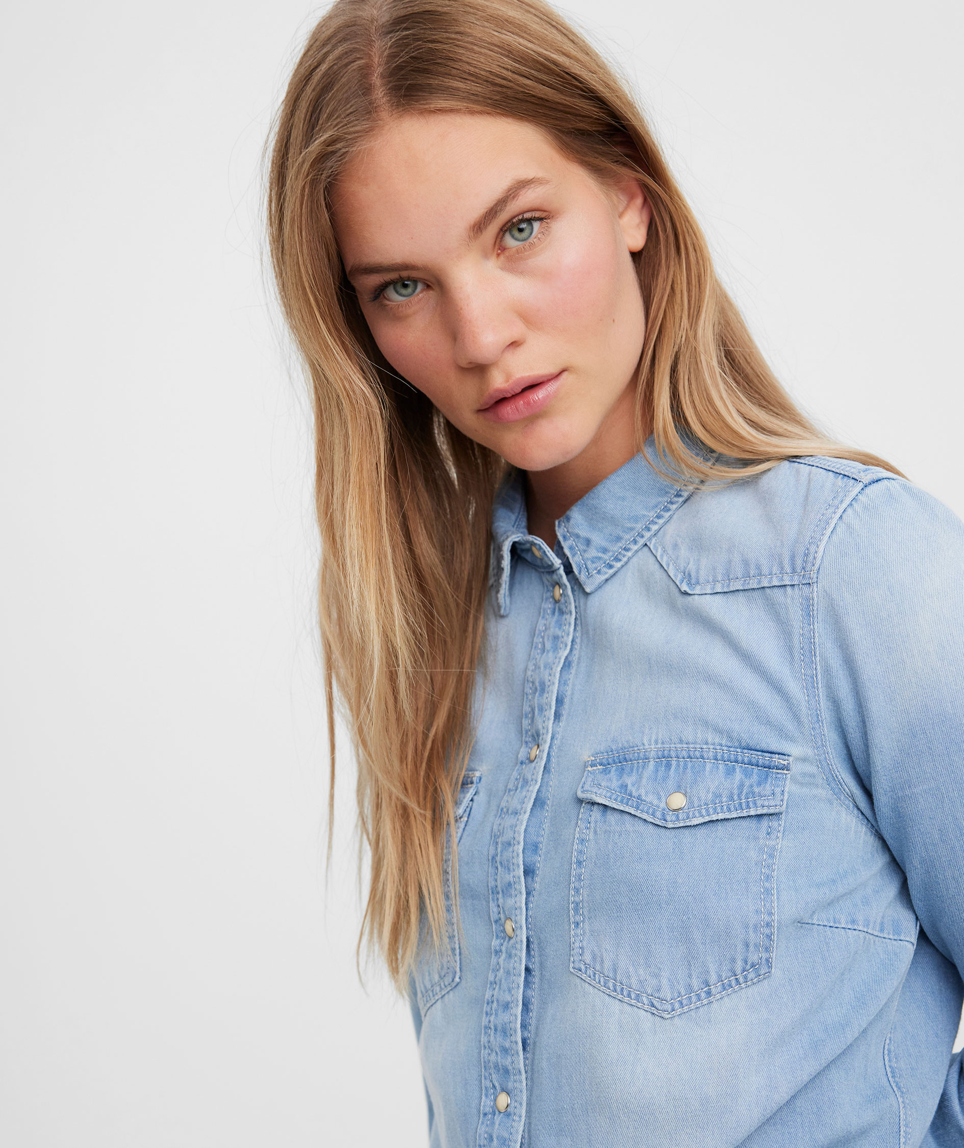 Vero Moda VMMARIA women's denim shirt, Light Blue Denim, large image number 3