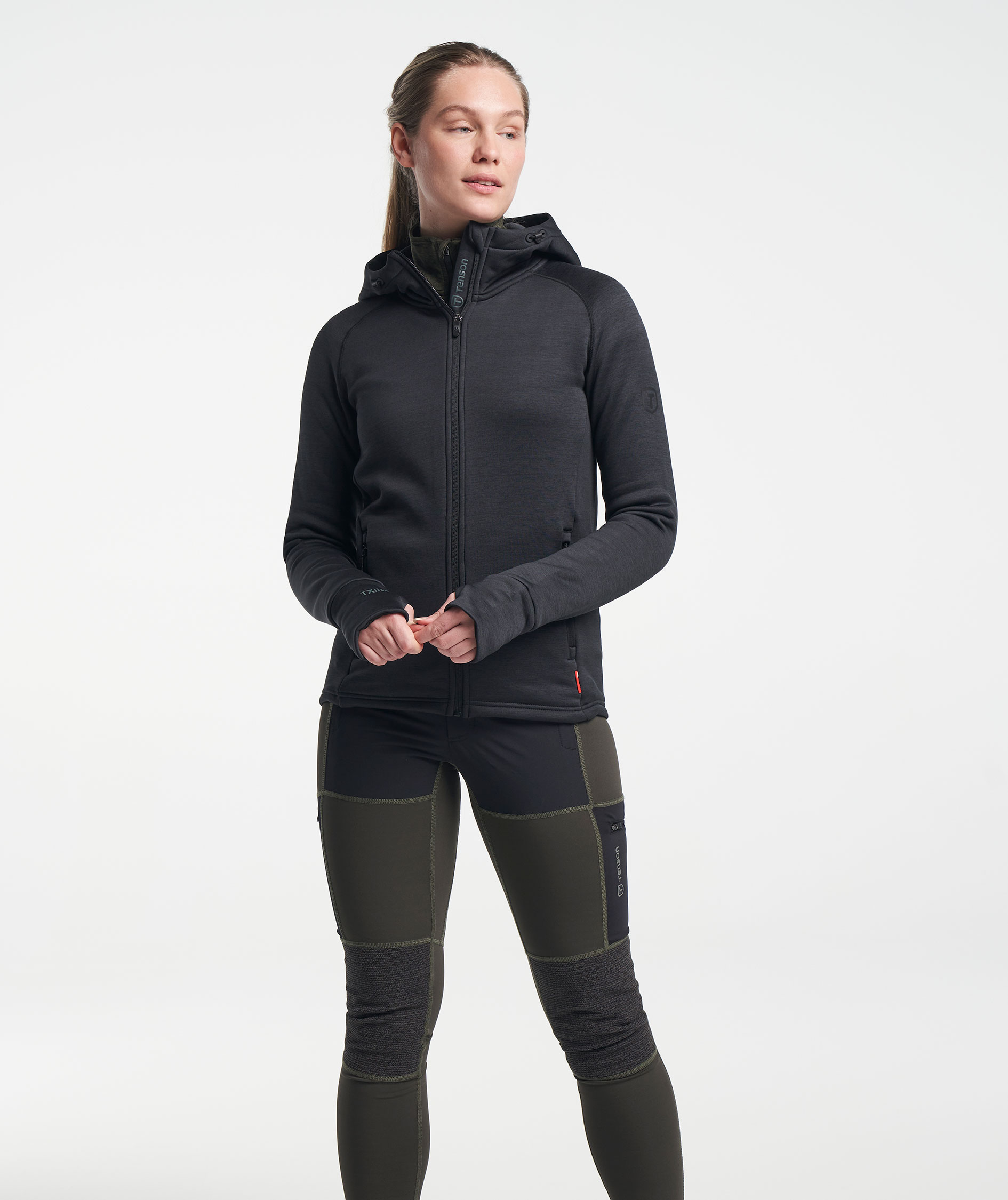 Tenson TXlite women's hoodie with full zipper, Black