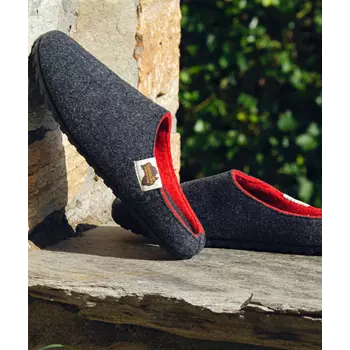 Gumbies Outback Slipper tofflor, Charcoal/Red