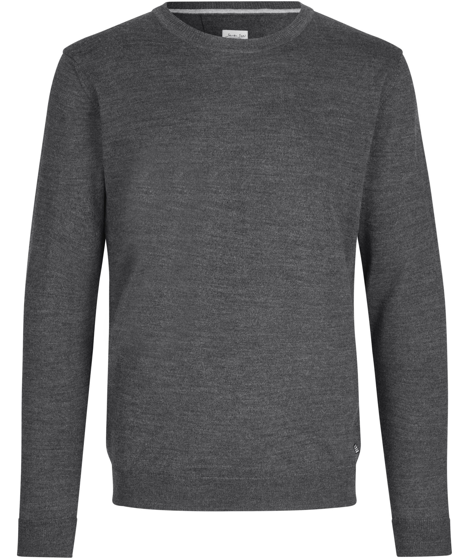 Seven Seas knitted pullover with merino wool, Dark Grey Melange, Dark Grey Melange, swatch