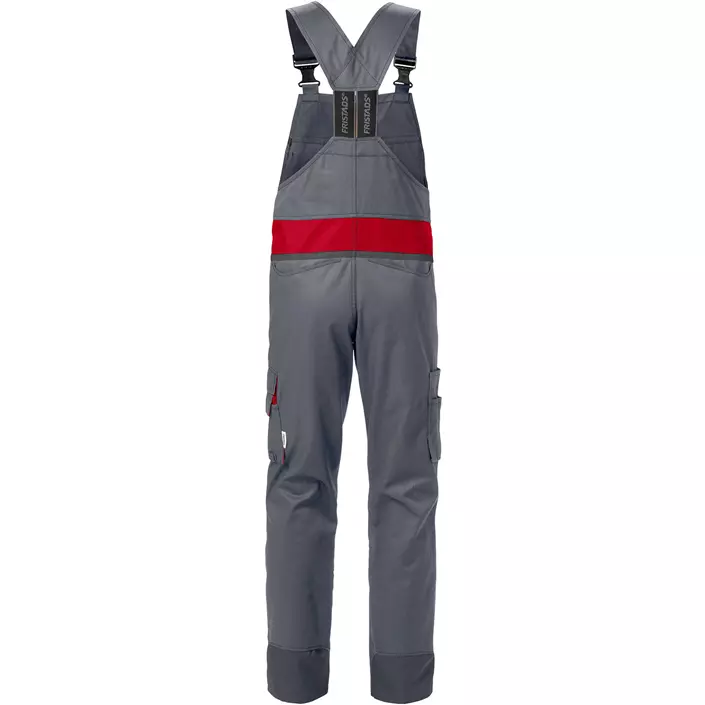 Fristads bib and brace 1555, Grey/Red, large image number 1