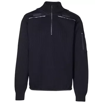 ID Uniform knit sweater with zipper, Marine Blue