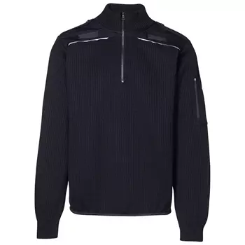 ID Uniform knit sweater with zipper, Marine Blue