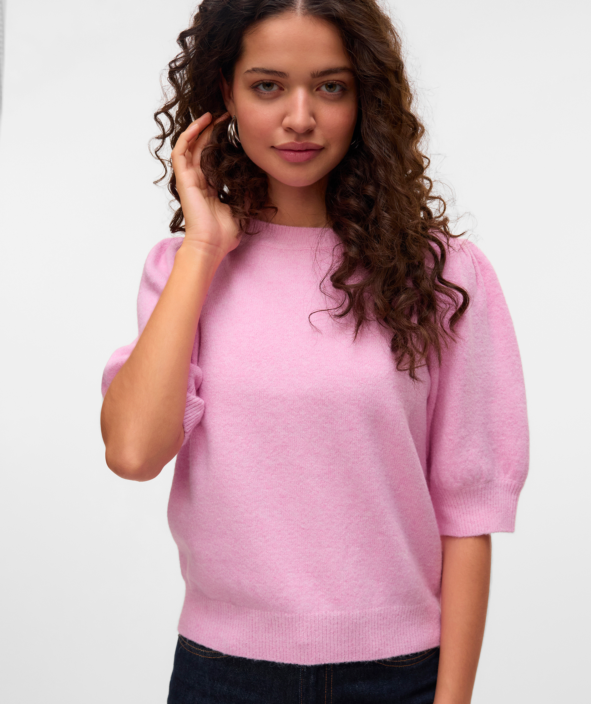 Vero Moda VMDOFFY kort&aelig;rmet dame striktr&oslash;je, Bonbon Melange, large image number 3