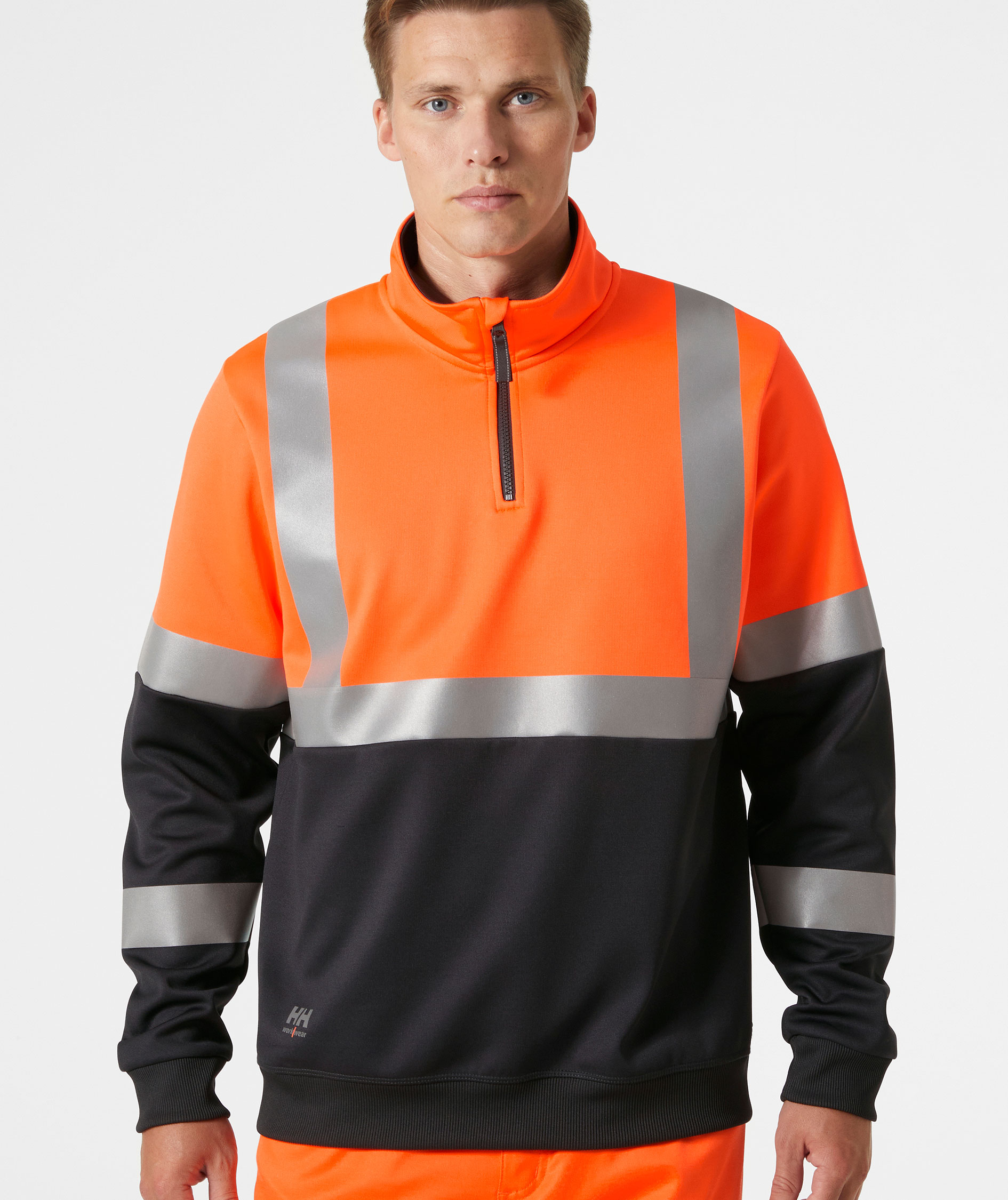 Helly Hansen Addvis half zip Sweatshirt, Hi-vis Orange/Ebony