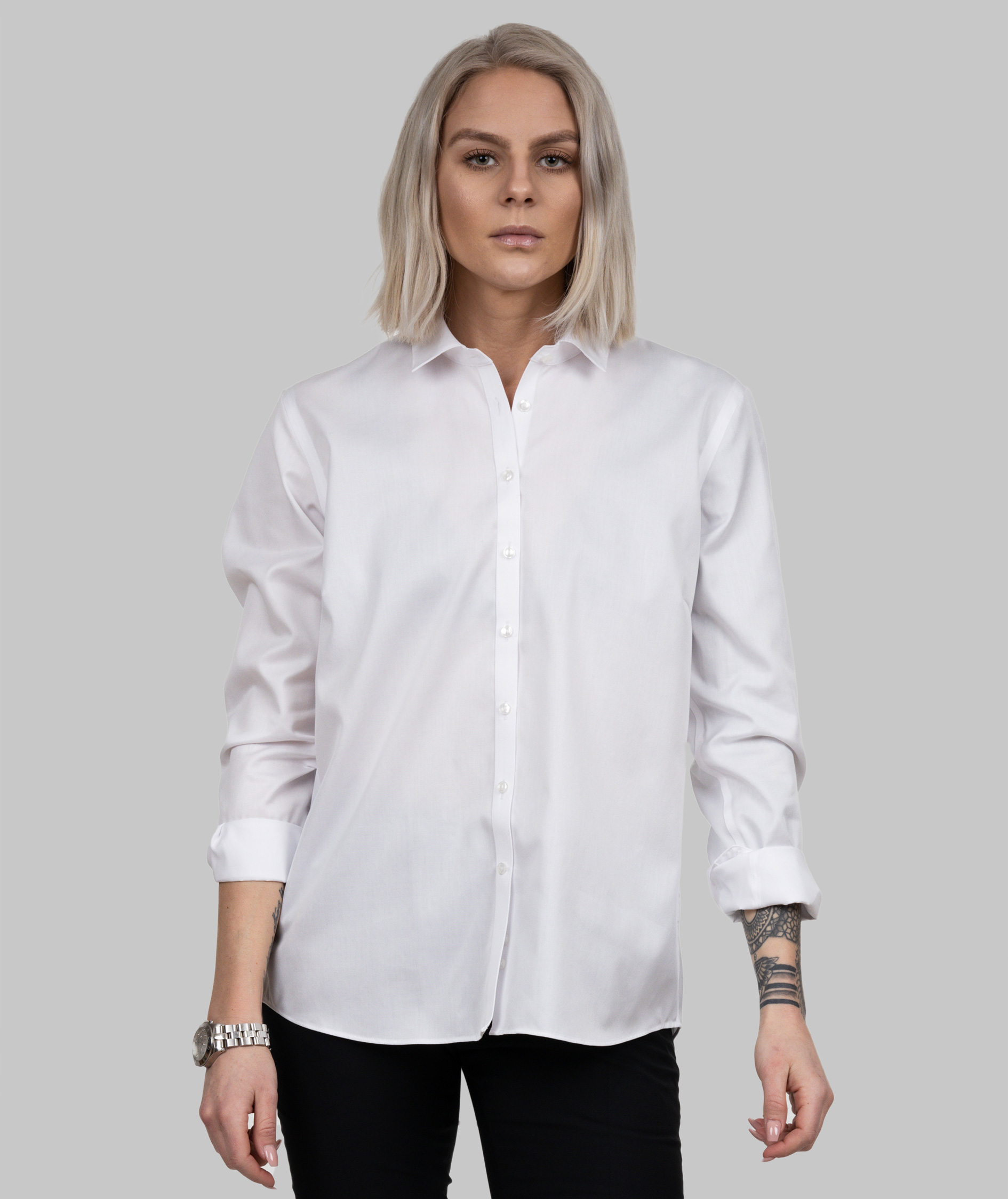 J. Harvest & Frost Twill Green Bow O1 lady relaxed fit shirt, White, large image number 1