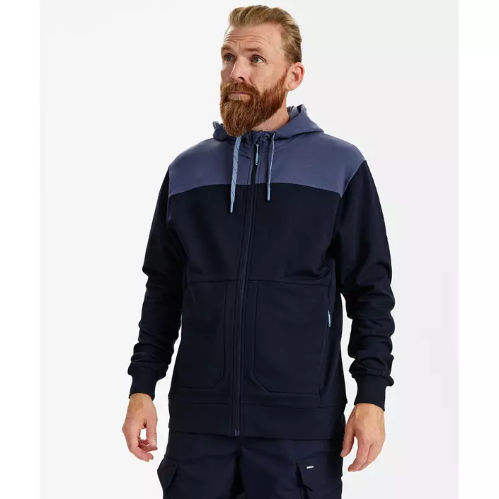 Engel Entire hoodie med dragkedja, Deep Blue/Dark Sea, large image number 1