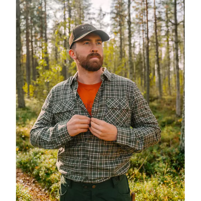 Pinewood Lappland skjorte med uld, Moss Green/Light Khaki, large image number 1