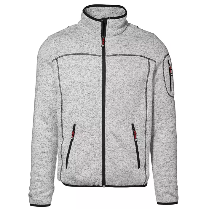 ID Strikfleece Cardigan, Gråmelerad, large image number 0