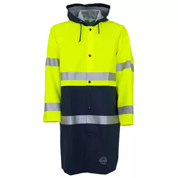 Abeko Atec long raincoat, Hi-Vis yellow/marine