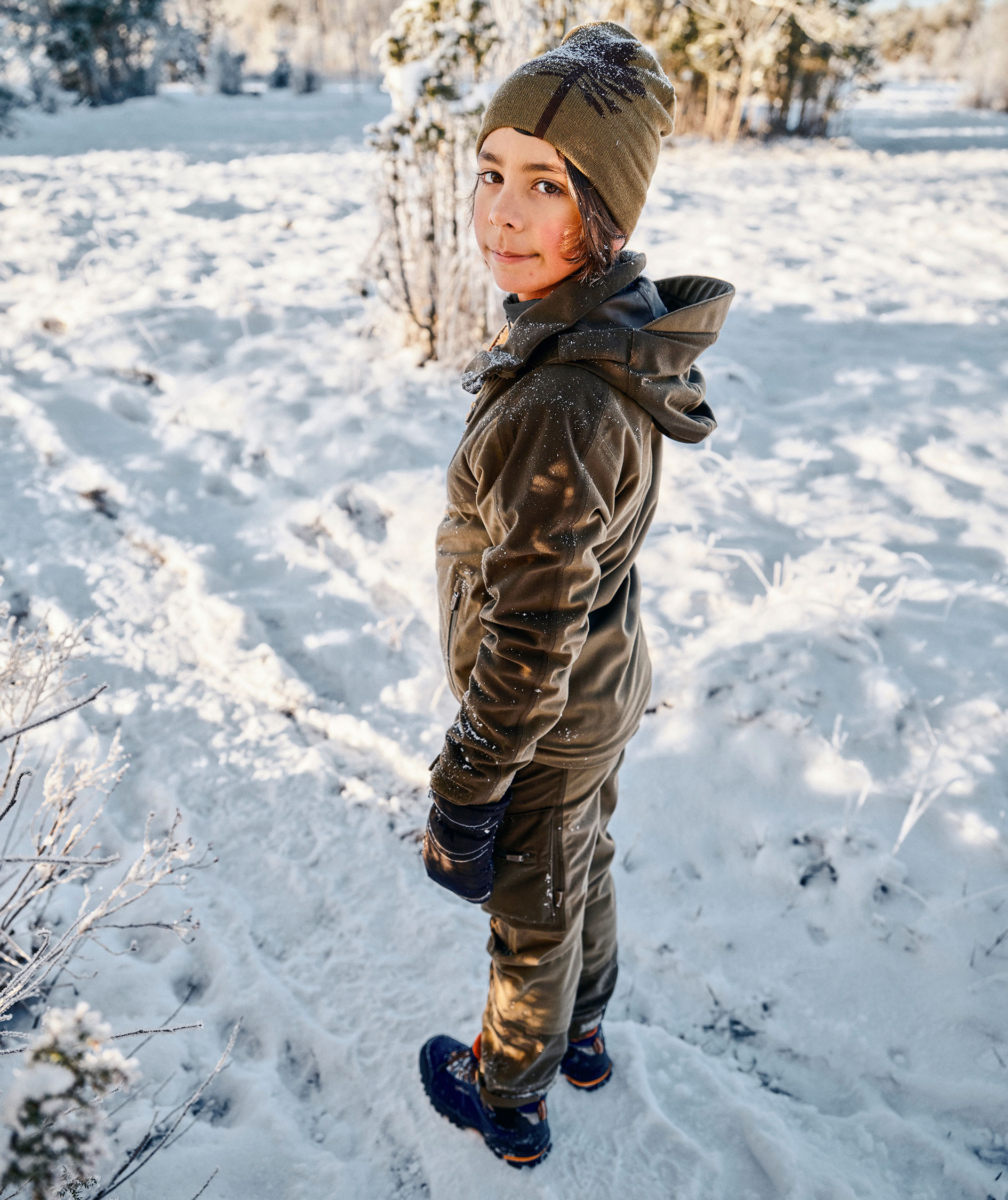 Pinewood Furudal Active bukser til b&oslash;rn, Mossgreen/ Dark Mossgreen, large image number 3